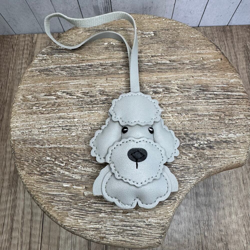 Poodle Goldendoodle Dog Lover Vegan Bag Charm Light Gray Dog Purse Charm